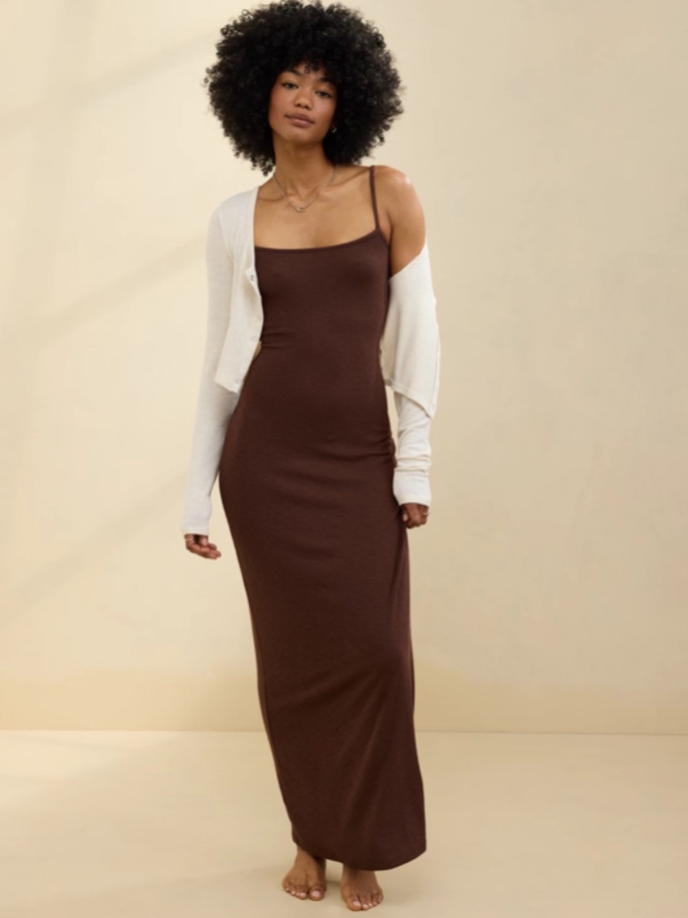 Aerie Real Soft Stretch Bodycon Maxi Dress – Canyon Sun - Small